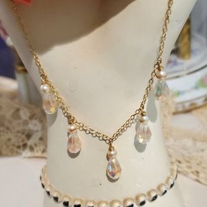 Necklace choker beads crystals gold pearls venetian